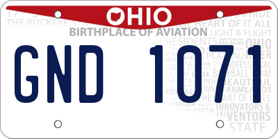 OH license plate GND1071