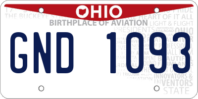 OH license plate GND1093