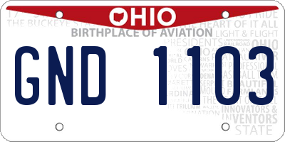 OH license plate GND1103
