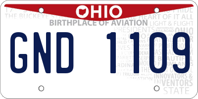 OH license plate GND1109