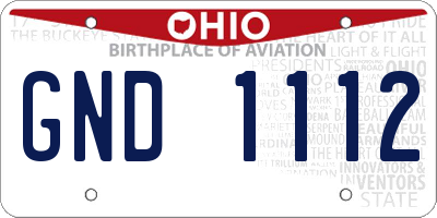 OH license plate GND1112