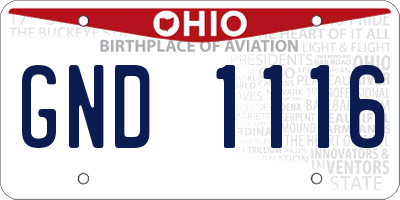 OH license plate GND1116