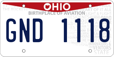 OH license plate GND1118