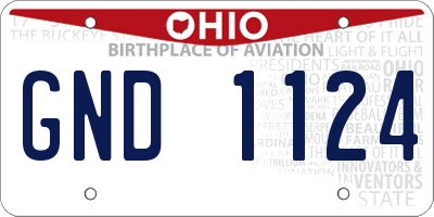 OH license plate GND1124
