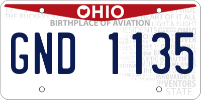 OH license plate GND1135