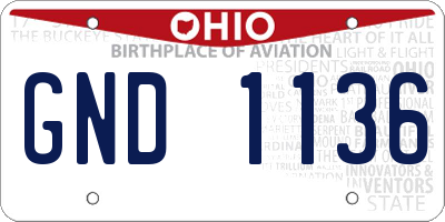 OH license plate GND1136