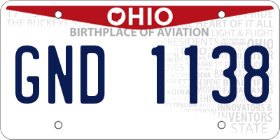 OH license plate GND1138