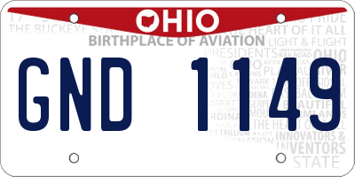 OH license plate GND1149
