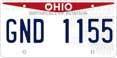 OH license plate GND1155