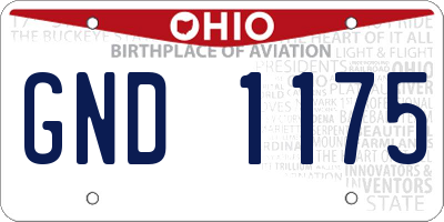 OH license plate GND1175
