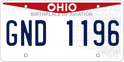 OH license plate GND1196