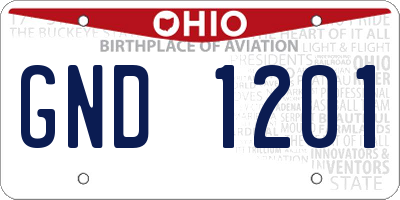 OH license plate GND1201