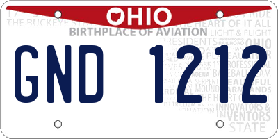 OH license plate GND1212