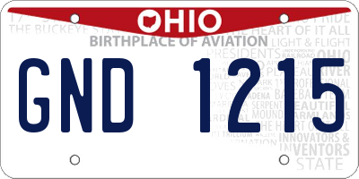 OH license plate GND1215