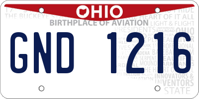 OH license plate GND1216
