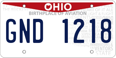 OH license plate GND1218