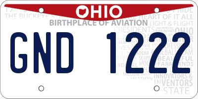 OH license plate GND1222