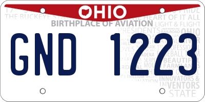 OH license plate GND1223