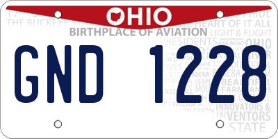OH license plate GND1228