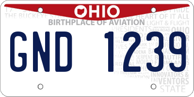 OH license plate GND1239
