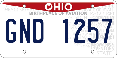 OH license plate GND1257