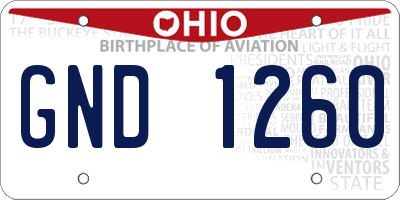 OH license plate GND1260