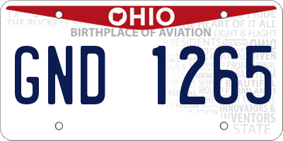 OH license plate GND1265