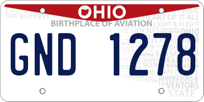 OH license plate GND1278
