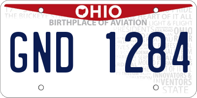 OH license plate GND1284