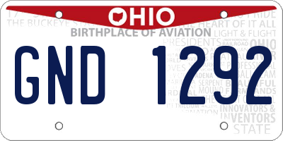 OH license plate GND1292