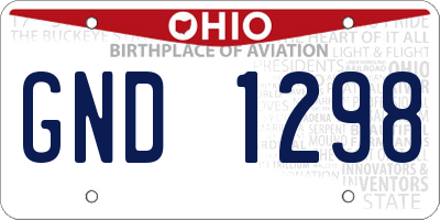 OH license plate GND1298
