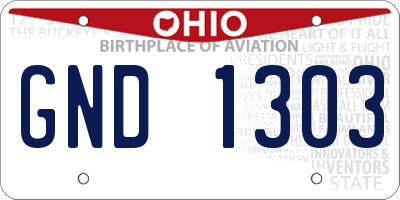 OH license plate GND1303