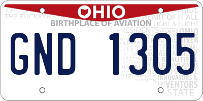 OH license plate GND1305