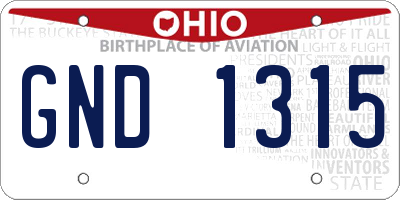 OH license plate GND1315