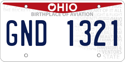 OH license plate GND1321