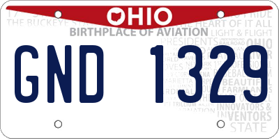OH license plate GND1329