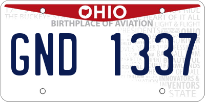 OH license plate GND1337