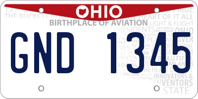 OH license plate GND1345
