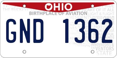 OH license plate GND1362