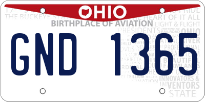 OH license plate GND1365