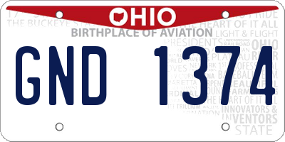 OH license plate GND1374