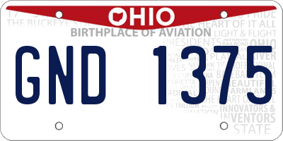 OH license plate GND1375