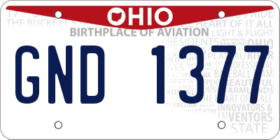 OH license plate GND1377