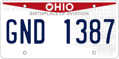 OH license plate GND1387