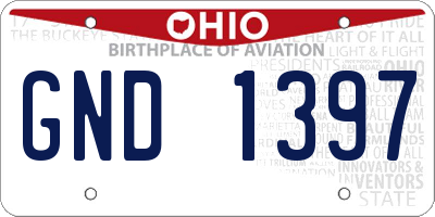 OH license plate GND1397