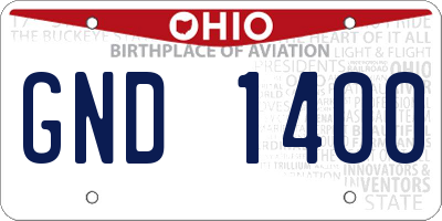OH license plate GND1400