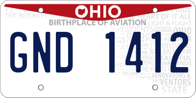 OH license plate GND1412