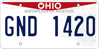 OH license plate GND1420