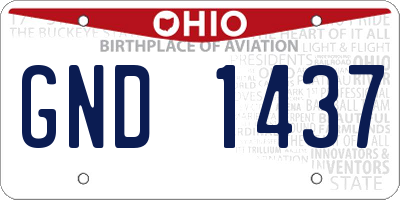 OH license plate GND1437