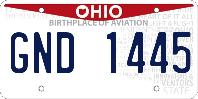 OH license plate GND1445